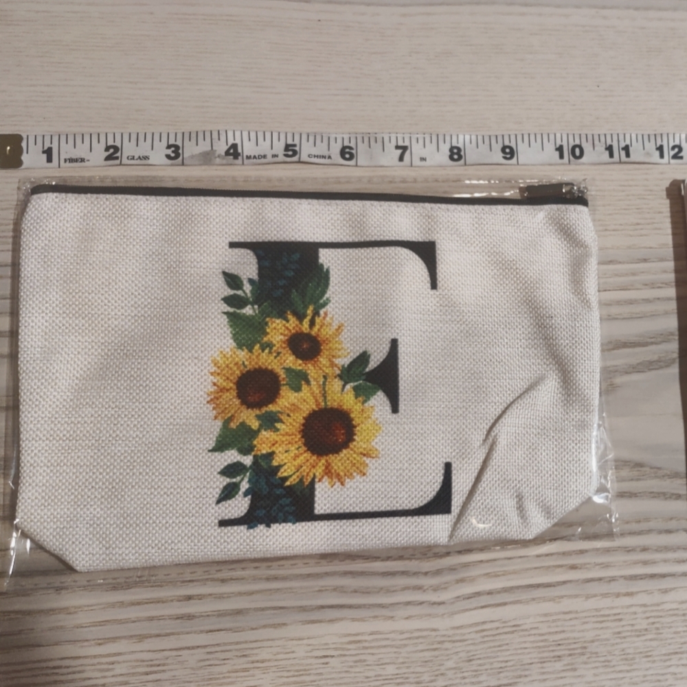 Sunflower Initial Pouch